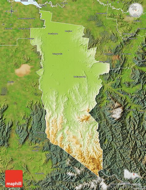 Physical Map of Wangaratta, satellite outside