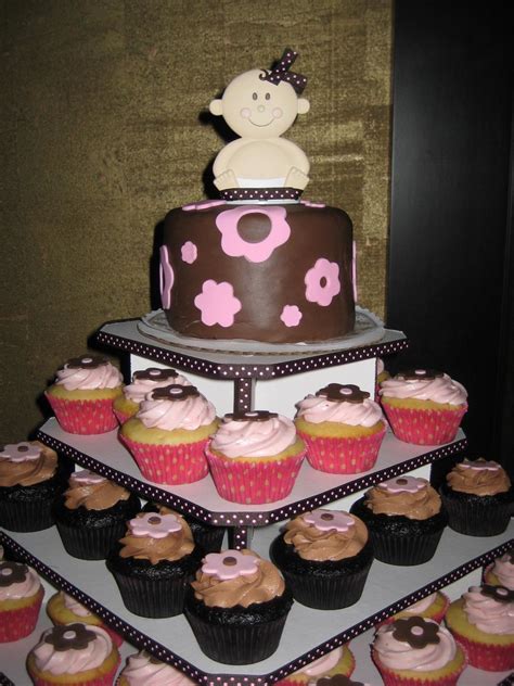 Baby Shower cupcake tower | Pink and brown baby shower cupca… | Flickr