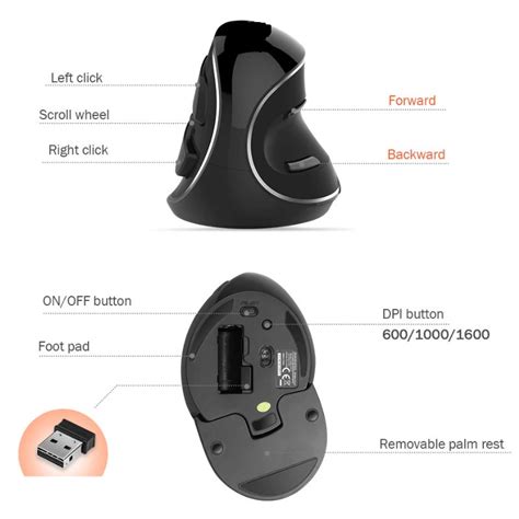 Ergonomic Wireless USB Mouse - Avoid pain in the shoulder and back