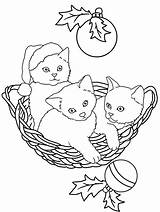 Printable Christmas Cat Coloring Pages sketch template