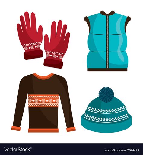 Winter wear clothes and accessories Royalty Free Vector