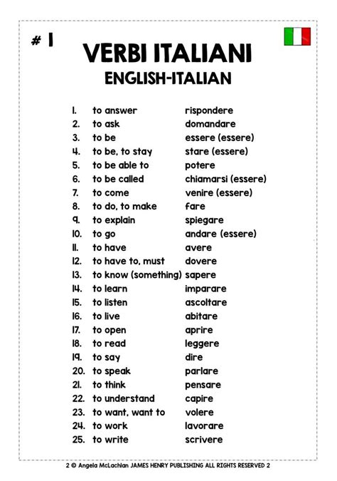 ITALIAN VERBS LIST | Italian language learning, Learning italian, Italian words