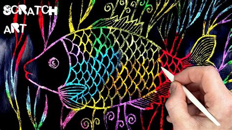 Scratch Art Techniques | How to Draw a Colorful Fish Easy - YouTube