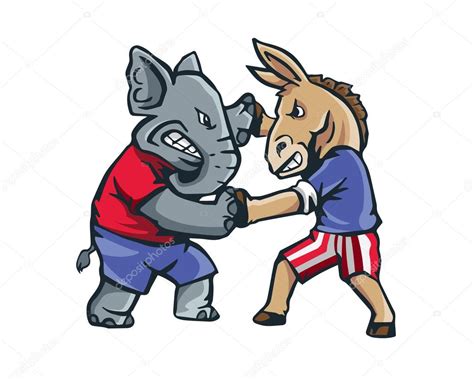 USA Democrat Vs Republican Election 2016 Cartoon - The Fight Club ⬇ ...