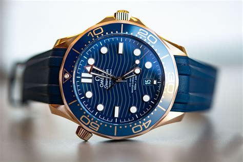 Omega Seamaster Diver 300M 42mm Blue Dial Gold Case Rubber Strap for ...