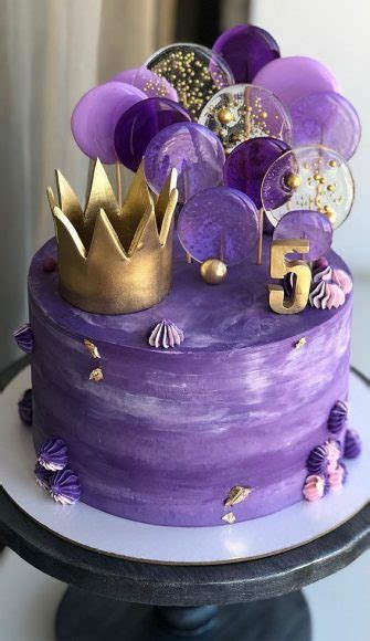 49 Cute Cake Ideas For Your Next Celebration : Purple Cake with gold accent