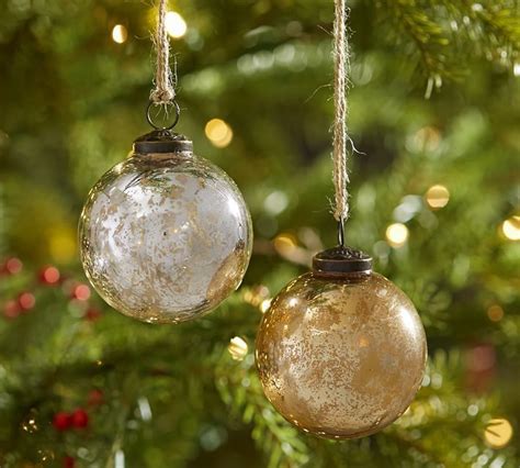 Silver & Gold Mercury Glass Ball Ornaments - Set of 6 (With images) | Glass ball ornaments ...