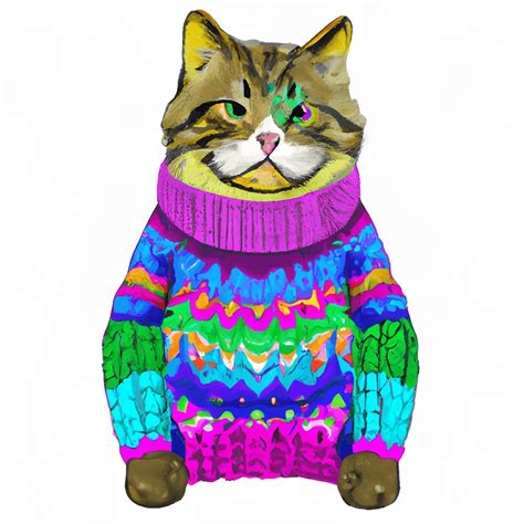 A Cat Wearing a Knit Sweater Sticker · Creative Fabrica