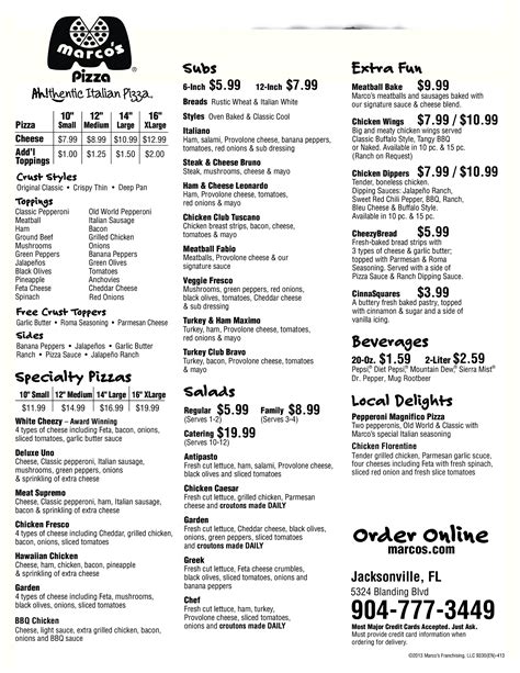 Marco's Pizza Menu, Menu for Marco's Pizza, Orange Park, Jacksonville - Urbanspoon/Zomato