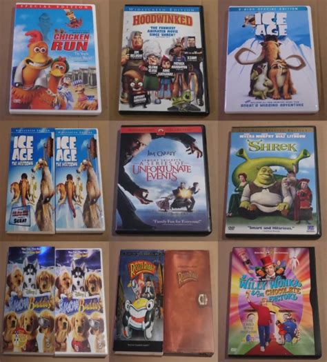 CHICKEN RUN HOODWINKED Ice Age Lemony Snicket Shrek Roger Rabbit Willy Wonka DVD £28.18 ...