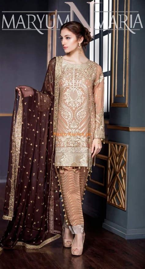 MARYAM & MARIA Latest Caramel Brown (FMM-206) Chiffon Collection Replica | Pakistani fancy ...