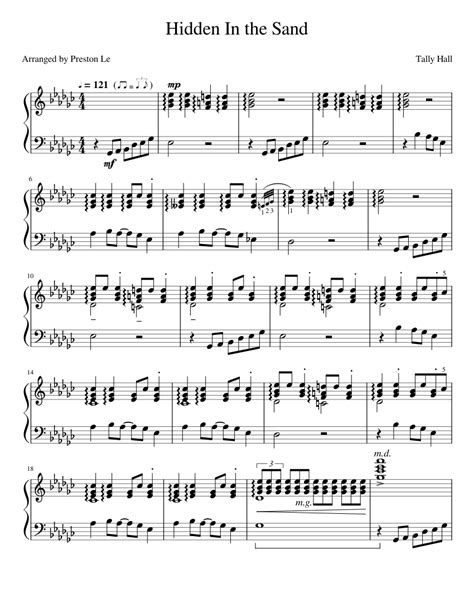 Hidden in the Sand - Tally Hall (Piano Solo) Sheet music for Piano | Download free in PDF or ...