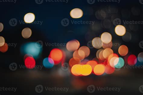 Bokeh street lights at night, blurry city traffic colors background ...