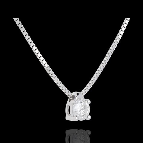 Collier solitaire or blanc 18 carats - 0.21 carat : bijoux Edenly