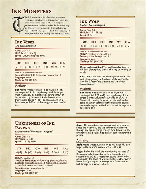 Magic Tattoos 5e (v 1.0) | Magic tattoo, Dungeons and dragons, Dnd 5e homebrew