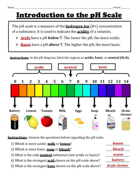 Worksheet With Solutions On Ph