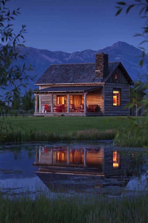 Cozy rustic cabin retreat with a backdrop of the Bridger Mountains