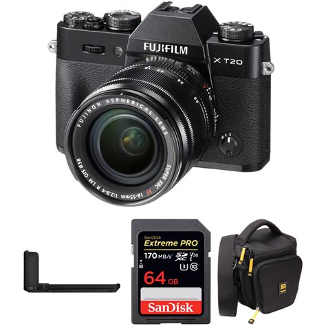 FUJIFILM X-T20 Mirrorless Camera with XF 18-55mm Lens, Grip, and