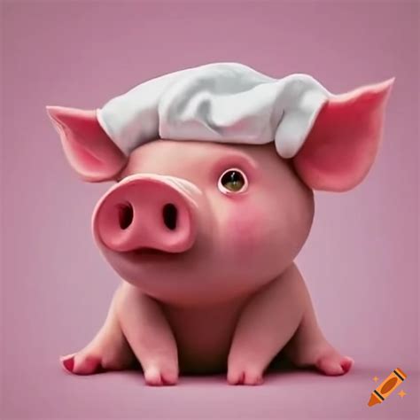 Adorable pig cooking