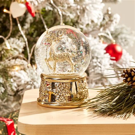 Majestic Reindeer Snow Globe Christmas Collectible Sparkling Festive ...