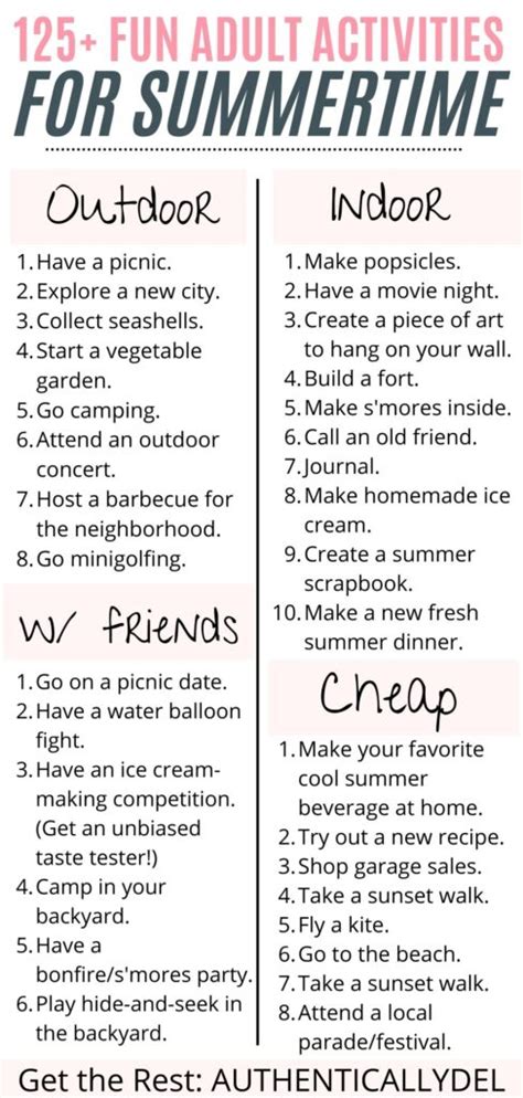 160 Fun Summer Activities for Adults (+ Free Printable) - Authentically Del