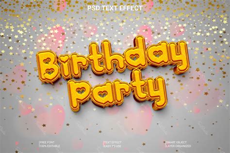 Birthday Party Girly Gold Font Style Effect | Photoshop PREMIUM PSD File