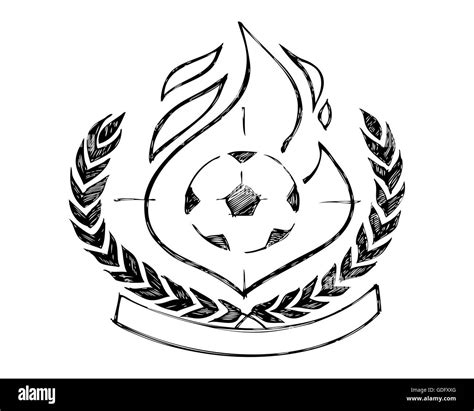 Hand drawn illustration or drawing of a soccer victory badge or symbol Stock Photo - Alamy