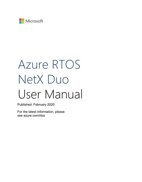 Azure RTOS Netx Duo User Manual Published: February 2020 - DocsLib