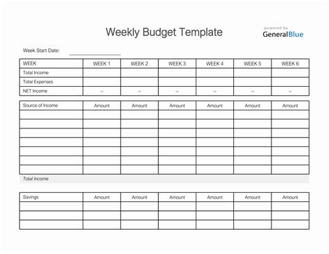 Excel Weekly Budget Template
