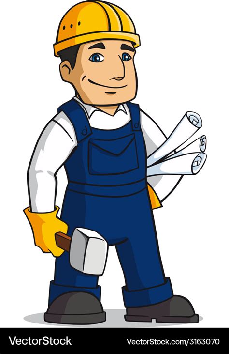 Builder man in cartoon style Royalty Free Vector Image