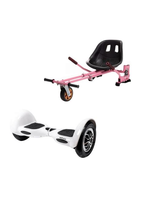 Hoverboard Go-Kart Pack, Smart Balance OffRoad White, 10 INCH, Dual Motors 36V, 700Wat ...