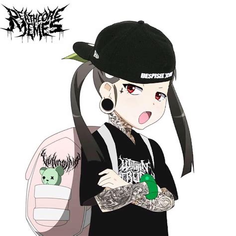 Kawaii Deathcore Anime Character with Tattoos