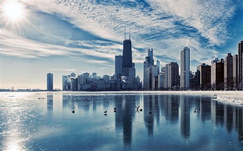 night, Chicago, River, Skyscrapers, City, Illinois, Winter Wallpapers ...