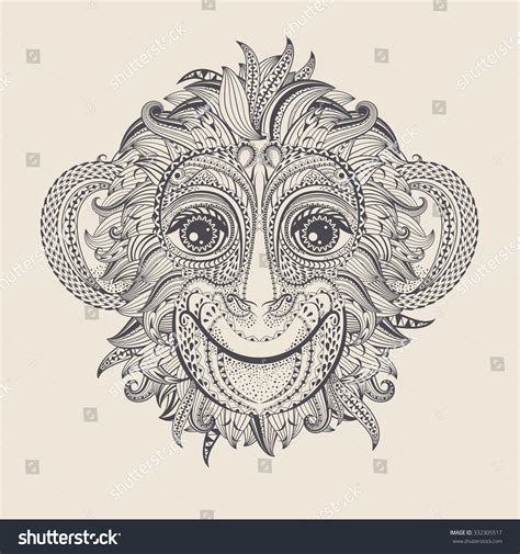 Patterned Head Monkey Tattoo Design Vector Stock Vector (Royalty Free) 332305517 | Shutterstock