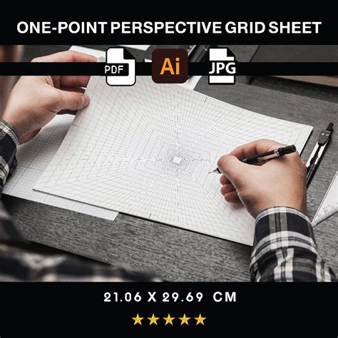 One-point perspective grid sheet, perspective template. | Made By Teachers