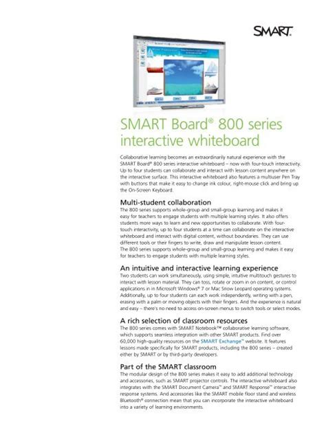 SMART Board® 800 series interactive whiteboard