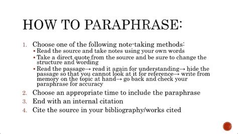 paraphrase in mla