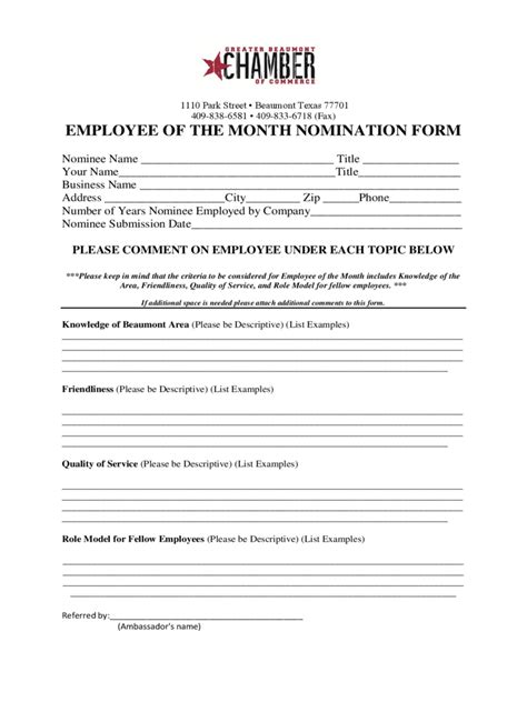 Employee of the Month Nomination Form - 5 Free Templates in PDF, Word ...