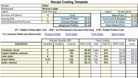 10 Food Cost Excel Template - Excel Templates