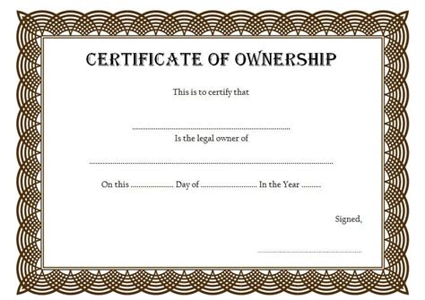 ownership certificate templates, property ownership certificate ...