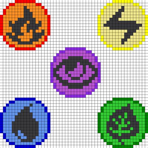 Pokemon Elements Pt1 Perler Bead Pattern | Bead Sprites | Misc Fuse Bead Patterns