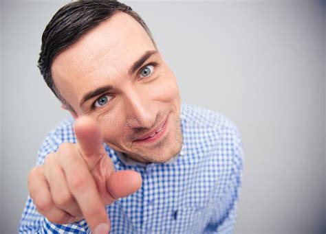 Funny Man Pointing Finger on Camera Stock Image - Image of shirt, joyful: 53789605