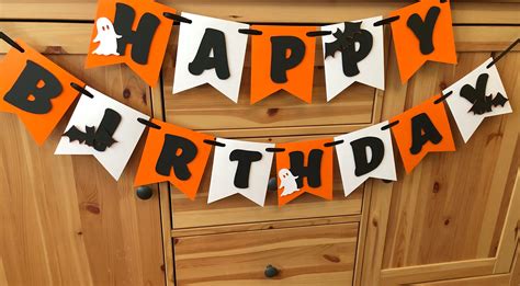 Halloween Birthday Banner Happy Birthday Spooky Themed - Etsy