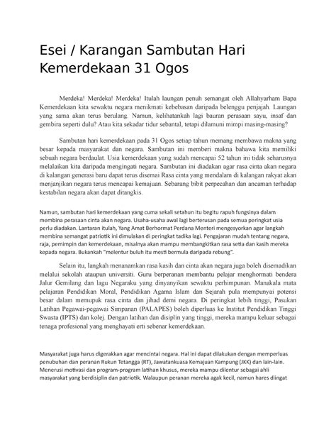 Esei - okay - Esei / Karangan Sambutan Hari Kemerdekaan 31 Ogos Merdeka ...