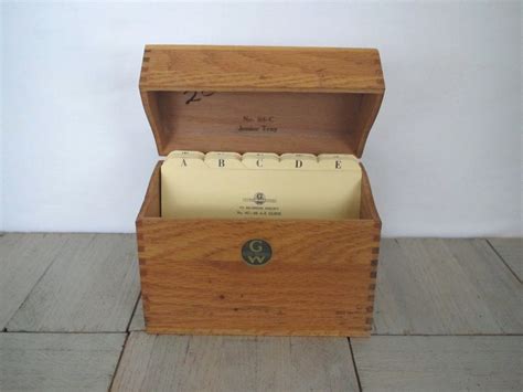 Vintage wood file box / index card file box / storage