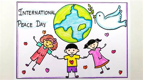 World Peace Day Drawing Easy Step by step /International Peace Day Poster Drawing / Drawing On ...