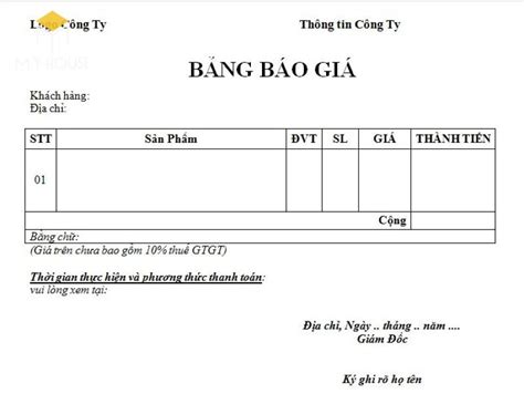 Download #30 Mẫu Bảng Báo Giá Sản Phẩm Dịch Vụ 01/2022