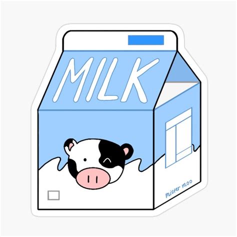 'Mister Moo Milk Carton' Sticker by pawkward in 2020 | Cute food drawings, Print stickers ...