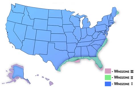 USA Wind Zone I, II & III Map | Oliver Technologies, Inc.