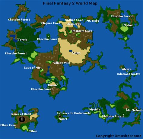 Final Fantasy II World Map Map for Super Nintendo by XmushXroomX - GameFAQs